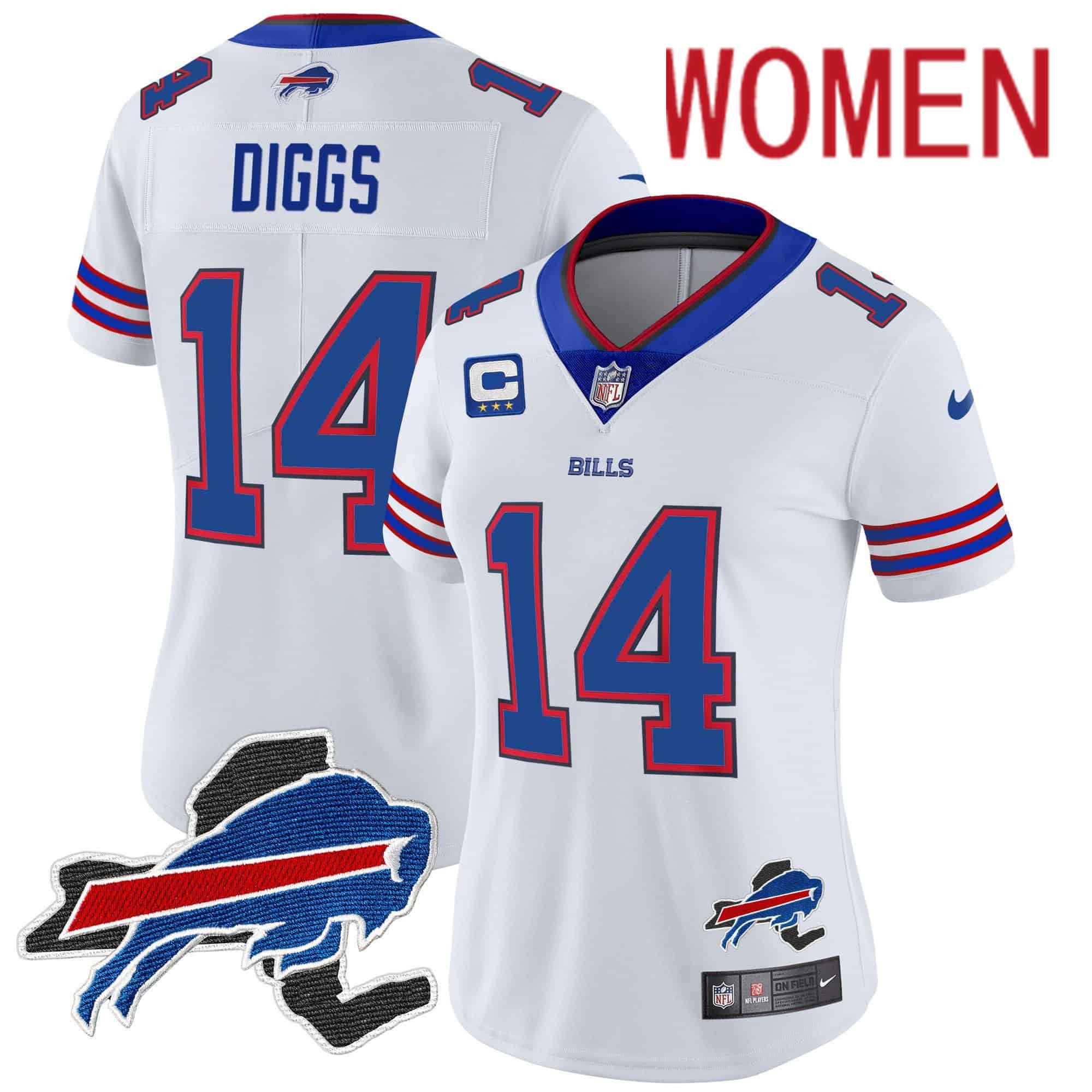 Women Buffalo Bills #14 Diggs White 2024 Nike Patch Vapor Limited NFL Jersey